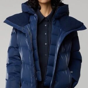 SOIA&KYO LILY - VELVET SHINE DOWN COAT WITH RIB COLLAR AND INNER BIB